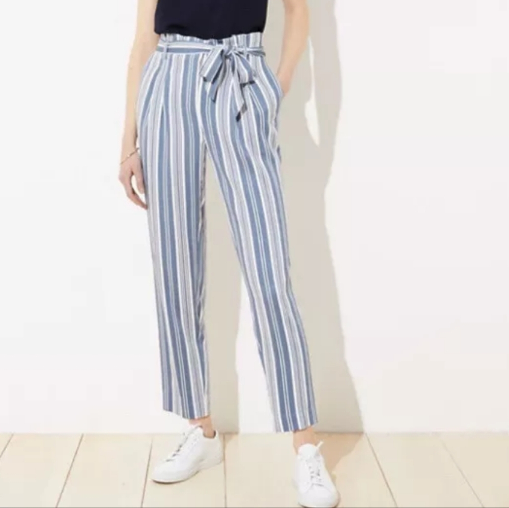 Loft blue and white striped pants